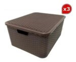 Pack Por 3 Caja Canasto Organizadora Grande Simil Rattan - Imagen 7