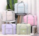 Bolso Plegable Viaje Impermeable Resistente Carry On Color Celeste Liso - Imagen 10