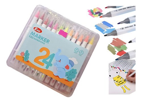 Marcadores X24 Fibrones Resaltadores Doble Punta Con Estuche