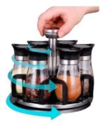 Set Especiero Condimentero Giratorio X6 Frascos De Vidrio Ms - Imagen 2