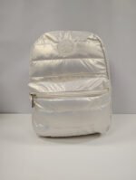 Mochila Zaki Urbana Puffer Tornasolada Niñas Diseño Metalizado Blanco