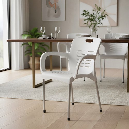 Silla Syrah Con Apoyabrazos Patas De Aluminio Reforzada Color De La Estructura De La Silla Blanco