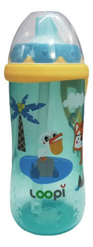 Vaso Con Sorbete Bebe Flexi +6m 300ml Antiderrame Babymovil Color Celeste Animales Animal