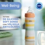 Mamadera Silicona Chicco Wellbeing 250ml 2m+ F.medio Naranja Well Being - Imagen 3