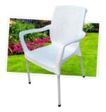 Silla Plástica Malbec Apilable C/ Patas Aluminio Kadur Sport Color Blanco