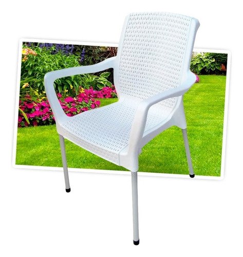 Silla Plástica Malbec Apilable C/ Patas Aluminio Kadur Sport Color Blanco