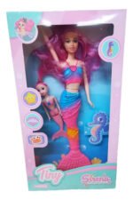 Muñeca Sirena Luz Con Mini Sirenita Vs Colores Tiny Fantasy - Imagen 2