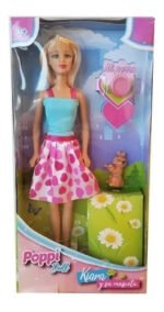 Juguete Muñeca Articulada Kiara Y Su Mascota Perrito Platito