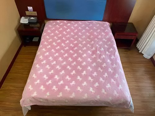 Manta Frazada Luminosa Soft Brilla En Oscuridad 1 1/2 Plaza Color Unicornio Rosa Diseño De La Tela Estampado