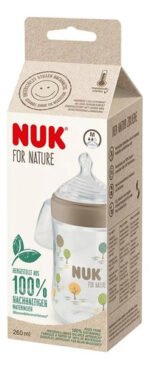 Mamadera Nuk For Nature 260ml 100% Material Sostenible Color Natural Árboles - Imagen 3