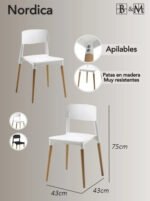 Silla Plastica Apilable Nordica Reforzada Patas Madera B&m - Imagen 2
