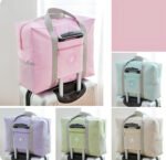 Bolso Plegable Viaje Impermeable Resistente Carry On Color Celeste Liso - Imagen 5