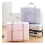 Bolso Plegable Viaje Impermeable Resistente Carry On Color Celeste Liso - Imagen 8