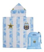 Toalla Poncho Infantil Argentina River Boca Mochila 70x140cm