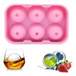 Cubetera De Silicona Para 6 Esferas De Hielo Grandes Tragos Color Rosa