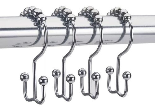 Ganchos Roller Doble Para Cortina Baño X 12 Metálico Acero