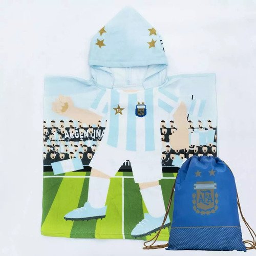 Toalla Poncho Infantil Futbol River Boca Mochila Babymovil