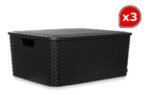 Pack Por 3 Caja Canasto Organizadora Simil Rattan Oferta
