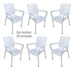 Silla Plastica Apilable Malbec X6 Reforzada Patas Aluminio