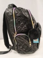 Mochila Escolar Urbana Puffer Nena Infantil Tornasolada Color Negro - Imagen 2