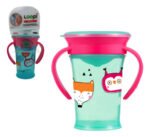 Vaso Antiderrame Magic 360 Con Asas 210ml Loopi 9162 Color Rosa Animalitos