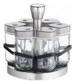 Set 6 Especieros Organizador De Vidrio Cuadrados Con Tapa