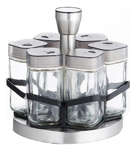 Set 6 Especieros Organizador De Vidrio Cuadrados Con Tapa