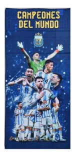 Toallon Playero Estampado Boca River Argentina Messi 70x150 - Imagen 4