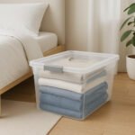 Caja Organizador Plastico Transparente Apilable C/tapa 66lts