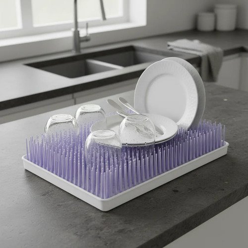 Escurridor Seca Platos Pasto Grande Cocina Bandeja 35x23 Cm  Lila