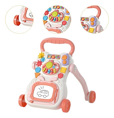 Andador Caminador Bebe Cici Sonidos Babymovil Full Color Rosa