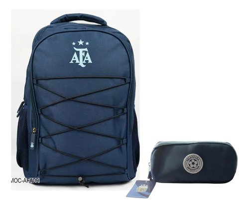 D_646354-MLA107010374615_022026-O-563 Set Combo Mochila Reforzada Cartuchera Escolar Afa Argentina Celeste Afa - Imagen 1