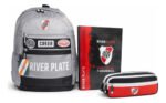 Super Kit Escolar River Plate Mochila + Carpeta + Cartuchera Gris