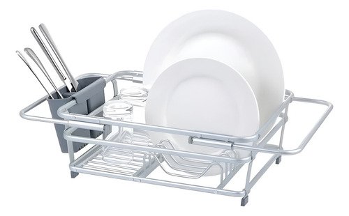 Escurridor Secaplatos Premium Extensible Cubiertos Plateado Plateado