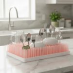 Escurridor Seca Platos Pasto Grande Cocina Bandeja 35x23 Cm Rosa