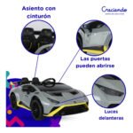 Auto Lamborghini A Batería Ar-2 12.v 2 Asientos Color Gris - Imagen 868