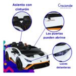 Auto Lamborghini A Batería Ar-2 12.v 2 Asientos Color Blanco - Imagen 751