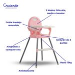 Mega Baby Doha Silla Bebé 3 En 1 Convertible Booster Silla Convertible Color Rosa - Imagen 3900