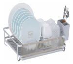 Escurreplatos De Aluminio Con Bandeja Y Cubertero Gris Gris