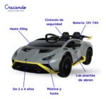 Auto Lamborghini A Batería Ar-2 12.v 2 Asientos Color Gris - Imagen 947