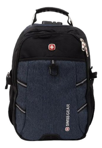 Mochila Antirrobo Con Candado Porta Notebook Reforzada Color Azul Diseño De La Tela Liso