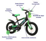 Bicicleta Infantil Bmx Rodado 12 Con Rueditas Color Black - Verde 12 - Imagen 1072