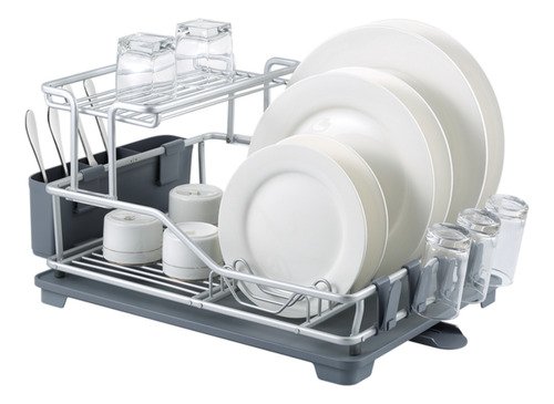 D_868569-MLA105876123619_012026-O-458 Escurridor Seca Platos Aluminio 2 Niveles Premium Plateado Plateado - Imagen 1