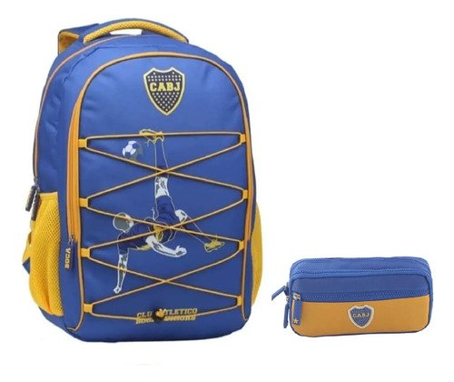 Set Combo Mochila Reforzada + Cartuchera Escolar Boca Junior Azul Boca