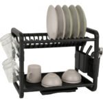 Escurridor Seca Platos Negro Premium Aluminio Doble Negro Negro