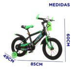 Bicicleta Infantil Bmx Rodado 12 Con Rueditas Color Black - Verde 12 - Imagen 1153