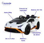 Auto Lamborghini A Batería Ar-2 12.v 2 Asientos Color Blanco - Imagen 524